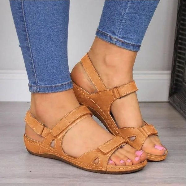 sandália ortopédica baixa velcro feminina confortável