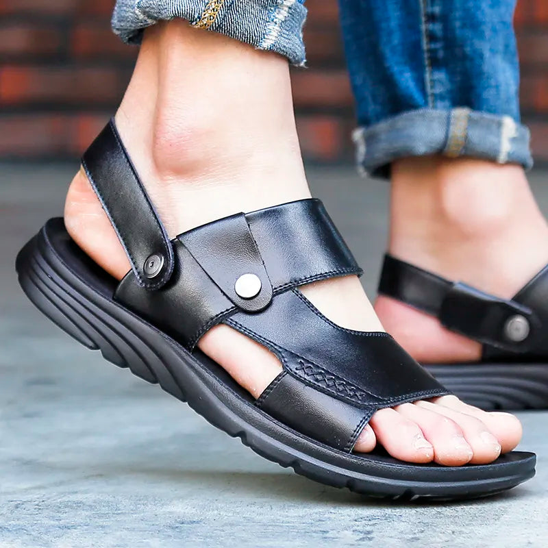 SANDÁLIA MASCULINA DE COURO LEGÍTIMO ROFT INOVABELA
