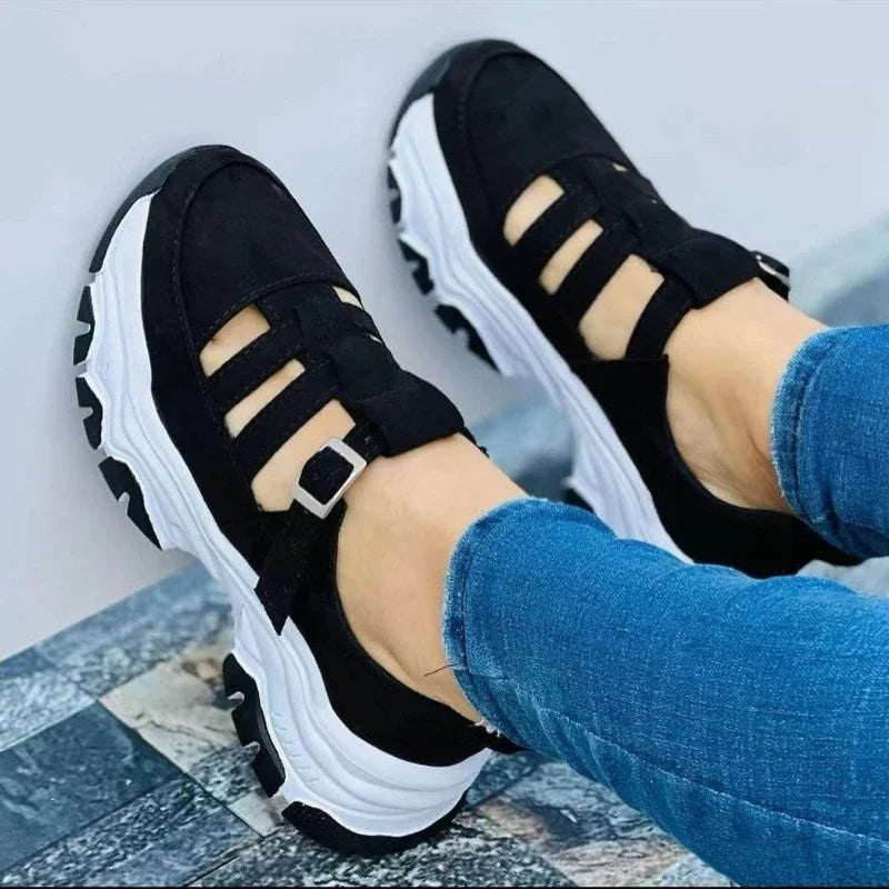 tênis ortopédico sola grossa vulcanizado feminino confortável para caminhada