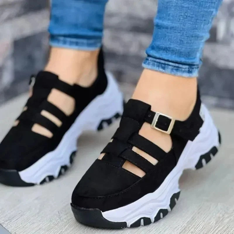 tênis ortopédico sola grossa vulcanizado feminino confortável para caminhada