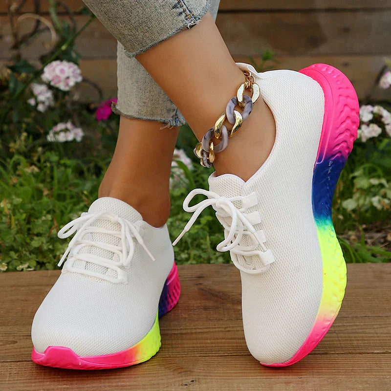 tênis ortopédico neon feminino confortável para caminhada
