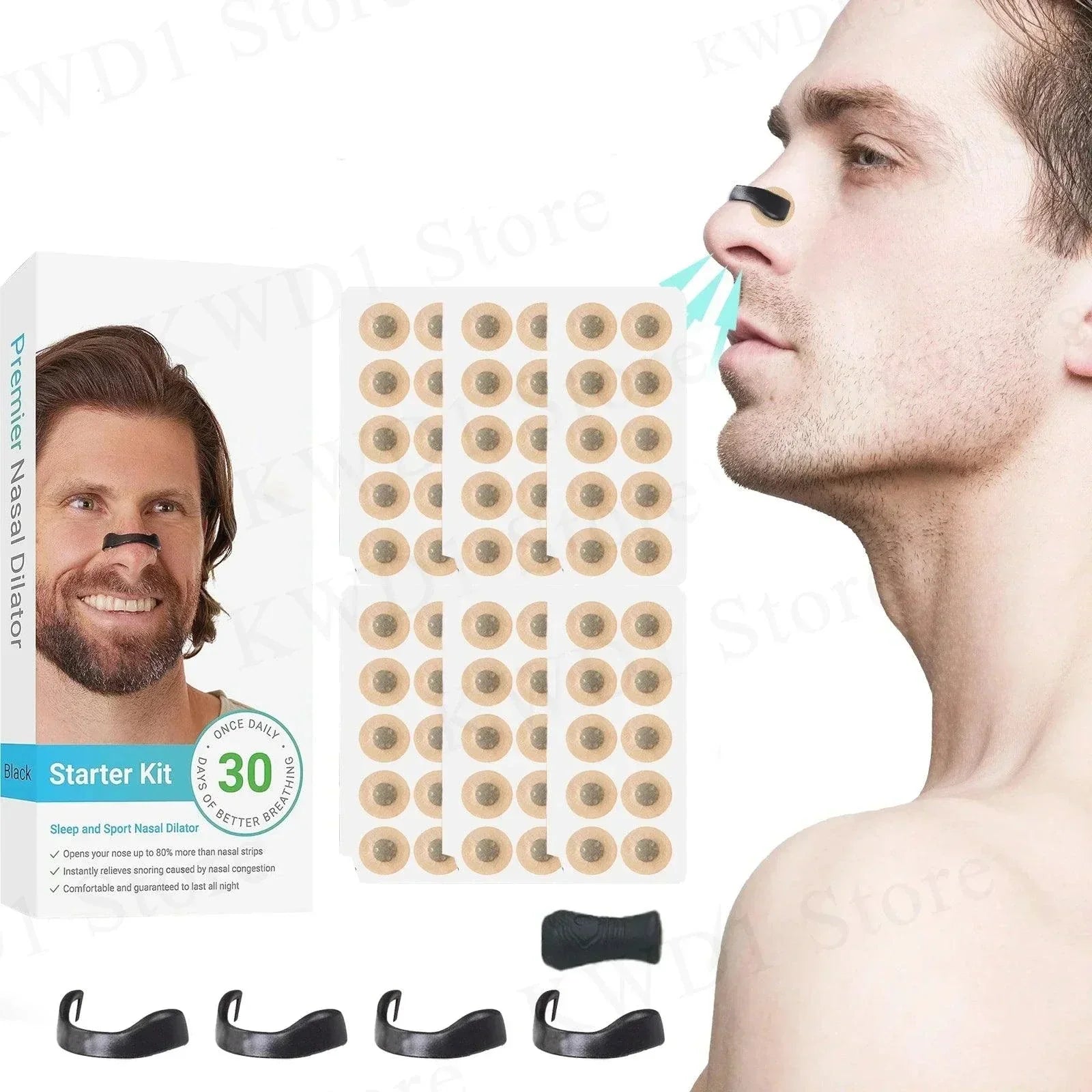 kit tira nasal anti-ronco em silicone – respire e durma melhor!