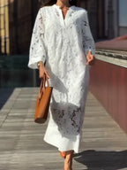 Vestido Feminino Longo Bordado Aurora