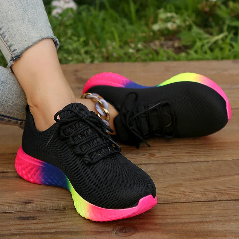 tênis ortopédico neon feminino confortável para caminhada