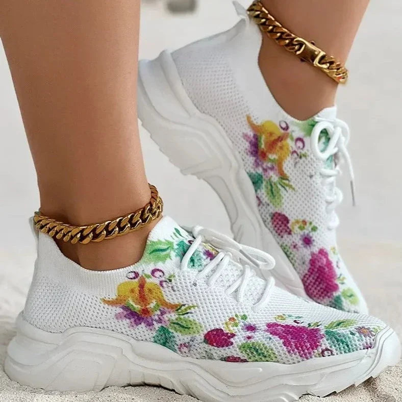 sneakers anatômico floral confortável