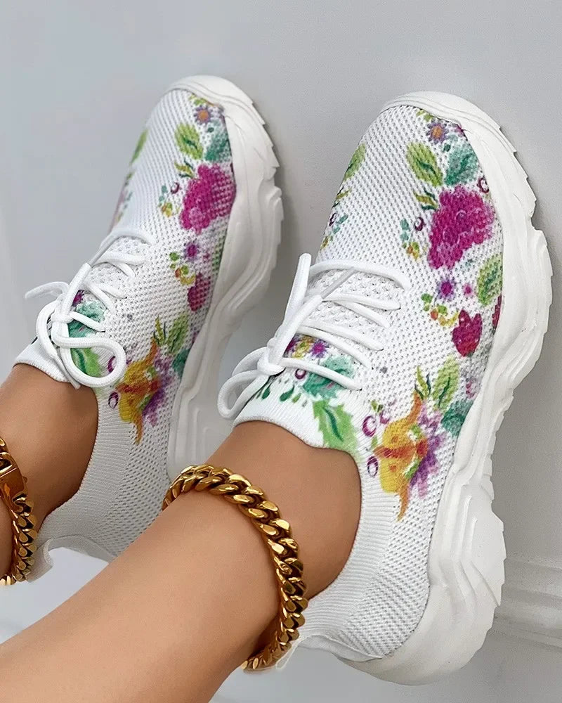 sneakers anatômico floral confortável