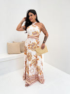 Vestido Longo Gabriela Jardim Dourado