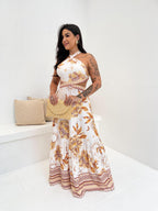 Vestido Longo Gabriela Jardim Dourado