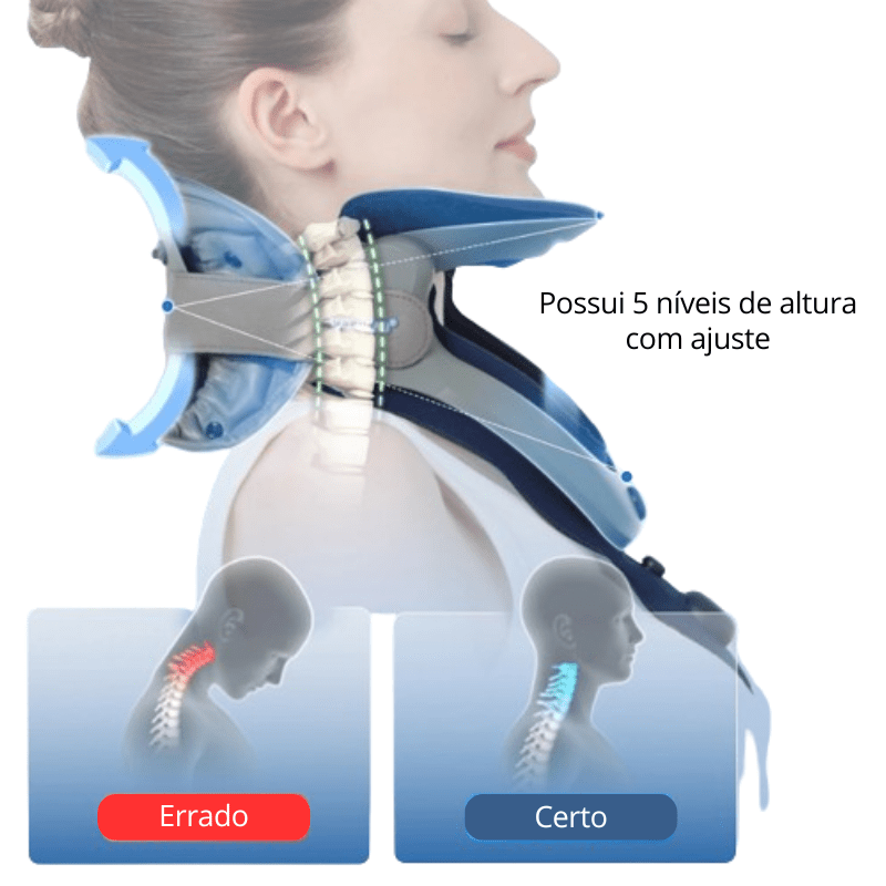 colar de tração cervical ajustável – alívio da dor e correção postural