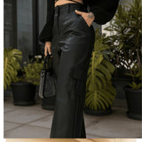 Calça Wide Leg Elegante em Couro PU