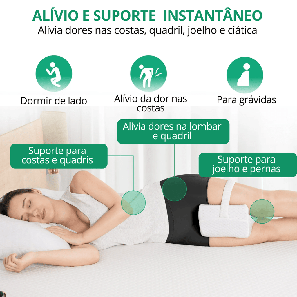 Almofada Ergonômica para Pernas em Espuma de Memória - Conforto e Alinhamento Colunar