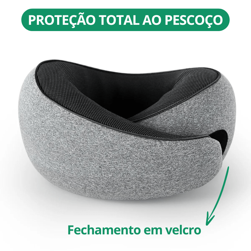 Almofada de Pescoço Ergonômica 360º em Espuma de Memória para Viagens