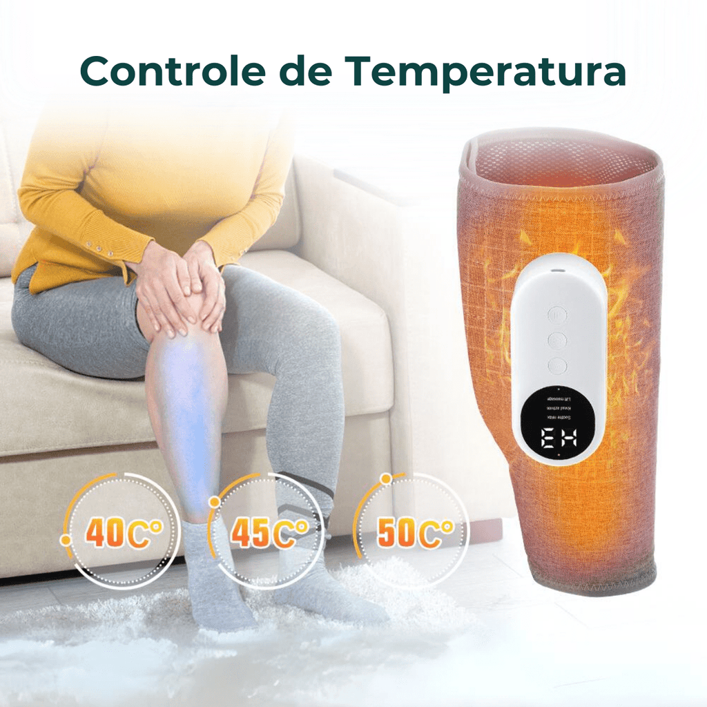 massageador de compressão para pernas com calor ajustável e portátil