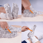 kit reflexologia podal: meias com mapa e massageador terapêutico