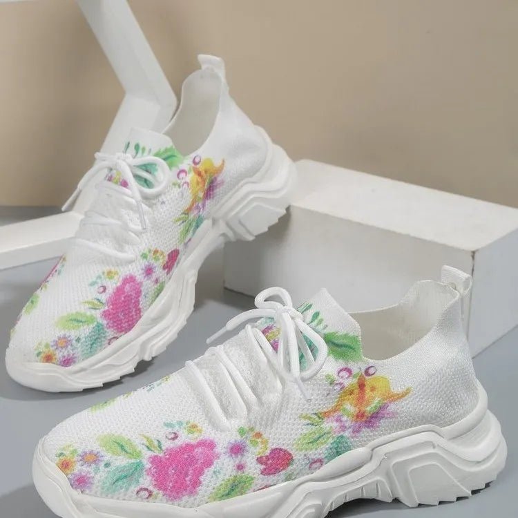 sneakers anatômico floral confortável